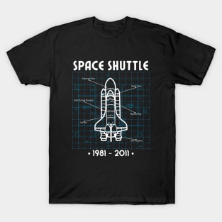 Space Shuttle Rocket Blueprint Spaceship T-Shirt